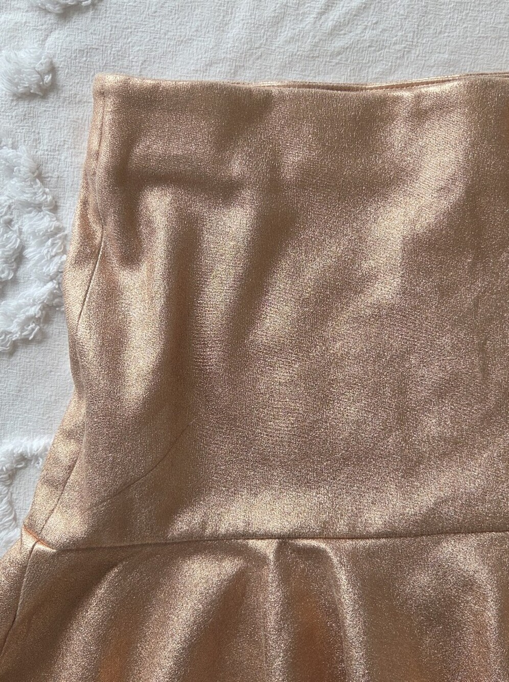 Zara Trafaluc Metallic Rose Gold Peplum Mini Skirt XS NWOT - Picture 9 of 16